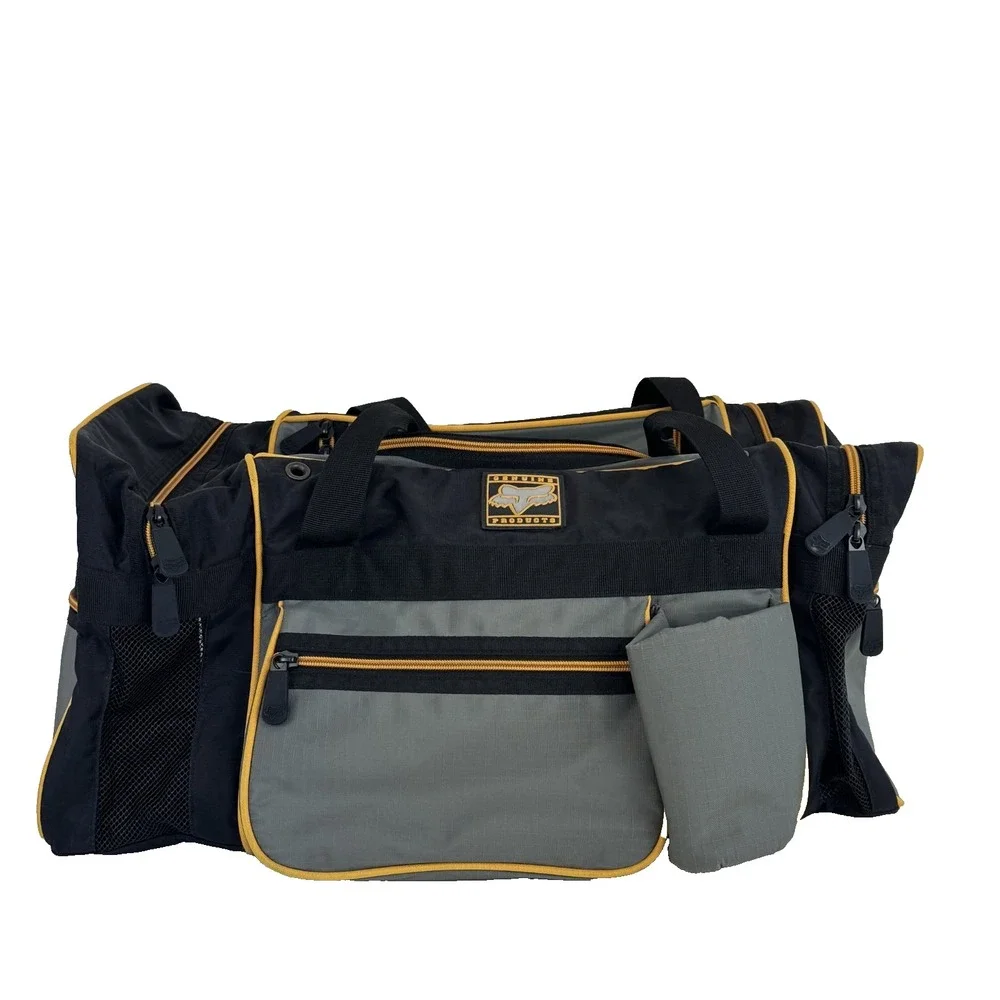 Fox Racing Gear Bag Moto Motocross Duffle‎ Black Yellow Handle Travel Luggage